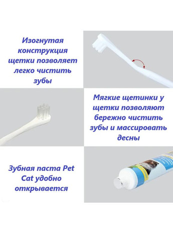 Набір для догляду за ротовою порожниною для котів (зубна паста + 2 щітки) No Brand (323231977)
