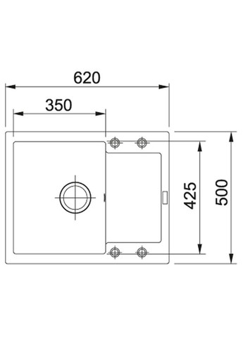 Мойка кухонная Maris, фрагранит, прямоугольник, с крылом, 620х500х200мм, чаша 1, накладная, MRG 611-62, оникс FRANKE (315600923)