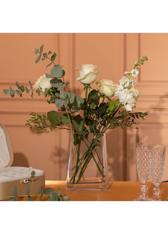 Ваза для квітів скляна 15х7х21 см прозора декоративна ваза 1.1 л HP-10-7 Jooki (360920870)