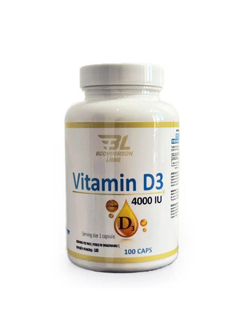 Вітамін Д-3 Vitamin D3 4000IU - 100 капсул Bodyperson Labs (280928194)