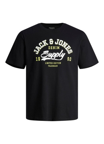 Черная футболка basic,черный с принтом белый,jack&jones Jack & Jones