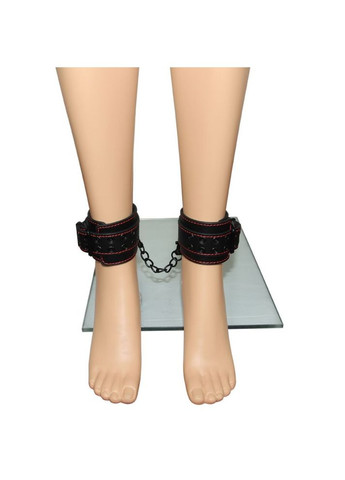 Чорні наножники з червоною строчкою для любовних ігор "Pleasure ankle cuffs" Lovetoy (302671026)