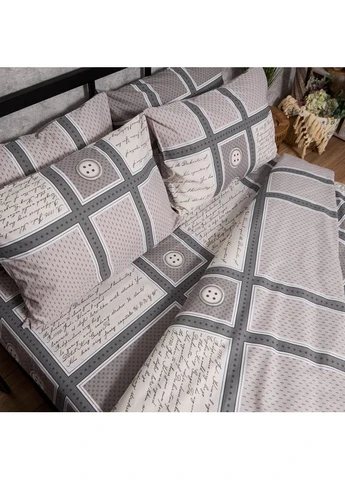 Комплект постільної білизни Бязь Gold Люкс King Size 220x240 наволочки 4х70х70 (MS-820011344) Moon&Star Neutral Grid (389752126)