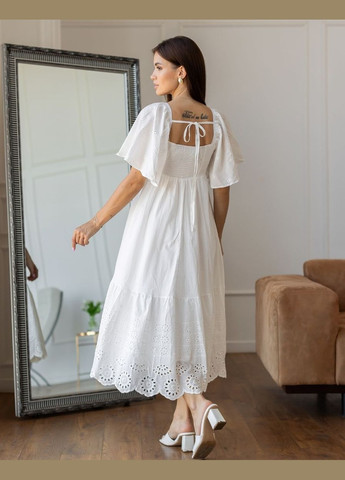 Білий біла сукня з бавовни 111734 No Brand