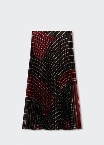 Бордова повсякденний, кежуал плісирована спідниця Mango з геометричним візерунком