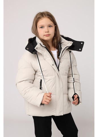 Молочная зимняя куртка для девочки цвет молочный цб-00280224 Yuki