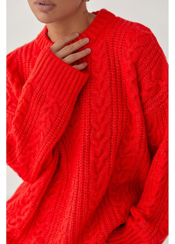 Вязаная женская кофта в косички - серый цвет Lurex (370602056)