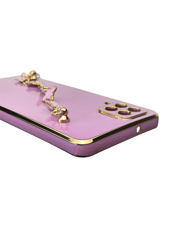 Чохол для телефона Galaxy M12 (SM-M127F) жіночій із ремінцем з прикрасами та золотою окантовкою на самсунг м12 чорничний gs1 Samsung (366387283)