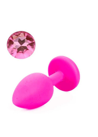 Розовая силиконовая анальная пробка с кристаллом - 3.5*8 см – Анальные игрушки No Brand (288538981)