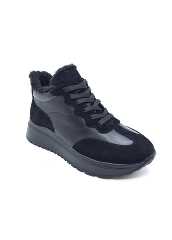 Черные всесезонные женские кроссовки зимние черные кожаные mr-14-2 23,5 см (р) Morento
