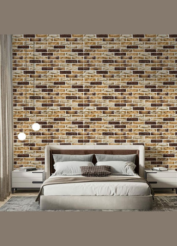 Самоклеющаяся 3D панель под кирпич клинкер песочный 700x700x5мм (415) SW-00000770 Sticker Wall (300241916)