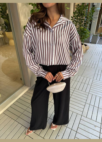 Коричневая коктейльный, повседневный, вечерний, классическая, кэжуал рубашка в полоску Asi.Store.ua с длинным рукавом