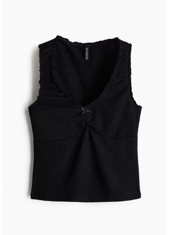 Женский приталенный топ из трикотажа (58361) XXS Черный H&M (337498892)