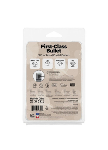 Вибропуля First-Class Bullet 2.5″ with Key Chain Pouch, Gun Metal, 9 режимов вибрации PowerBullet (316231732)
