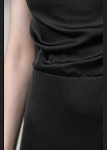 Черное повседневный, кэжуал платье макси со сборкой CHICLY однотонное