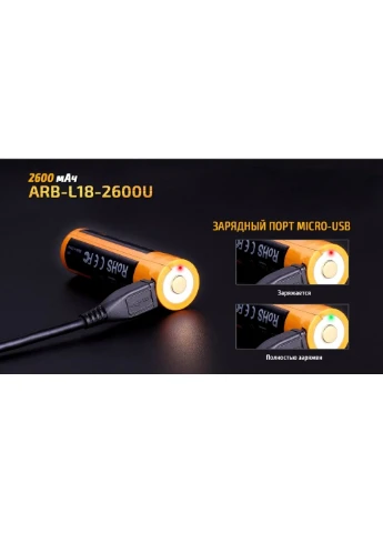 Аккумулятор Li-Ion 18650 2600 mAh с USB зарядкой Fenix (386710769)