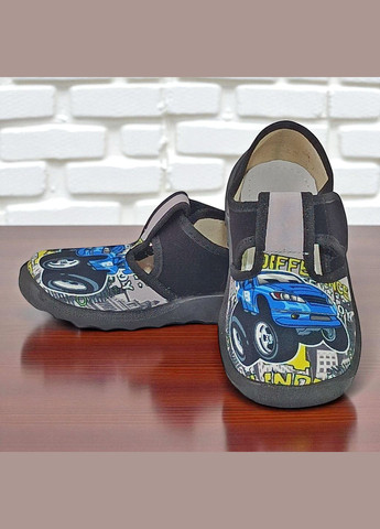 Черные ортопедические тапочки на липучке для мальчика сменная обувь в садик сменка валди Waldi