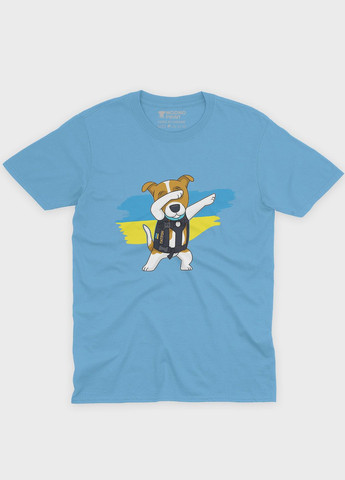 Голубая мужская футболка с патриотическим принтом пес патрон (ts001-3-lbl-005-1-082) Modno