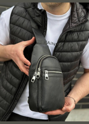 Кожаная сумка слинг через плечо черная Tiding Bag (302390956)