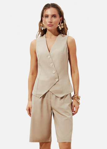 Бежевий жилет асиметричного крою Seventeen (331320808)