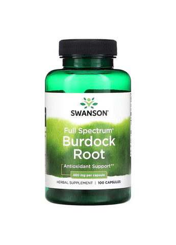 Корінь лопуха Burdock Root, 460 mg, 100 Caps Swanson (292555737)