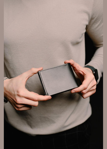 Мужской кошелек-бифолд из натуральной гладкой кожи SR004 (Черный) SKILL (323204053)