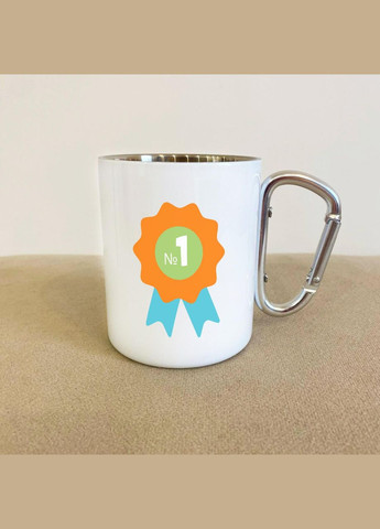 Кружка металлическая с карабином "Лучшая в мире Сестра" 300 мл Белая No Brand (324262350)