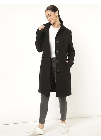 Чорне демісезонне Жіноче однобортне пальто (58681) L Чорне M&S