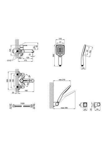 Смеситель для ванны Grand (с душевым гарнитуром) QTGRAWCR006 Chrome/White Qtap 006 (323485678)