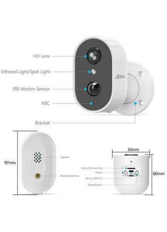WiFi відеокамера C2, 3Mp, 5200mAh, +сонячна панель (1251) Anran (333832034)
