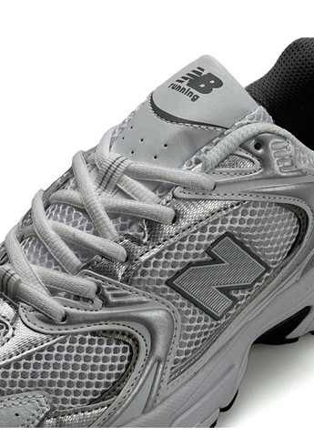 Білі Осінні кросівки чоловічі new balance white silver No Brand 530 Premium