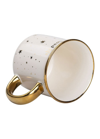 Чашка фарфоровая с золотым ободком и позолоченной ручкой 320 (мл) Good life Белая RX-N231506W No Brand (353502260)