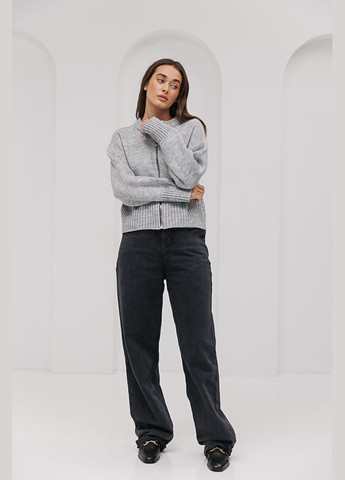 Жіноча вязана кофта на блискавці молочна Arjen (294907333)