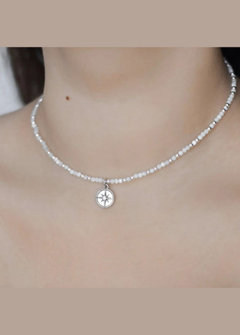 Чокер натуральный Перламутр граненый шарик + Подвеска, фур-ра гип-ный сплав цвет серебро d-3мм+- L-38-43см No Brand перламутр латунь, натуральный камень, медицинский сплав серебро (323654091)