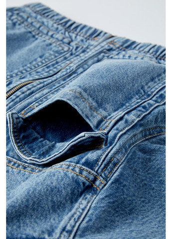 Блакитна демісезонна тепла джинсова курточка - бомбер для дівчат Zara