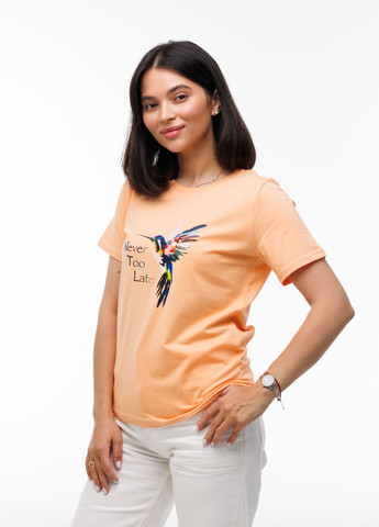 Женская футболка "Колибри" S персиковый (4129083102321) Наталюкс 41-2908 - (335426919)