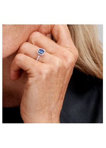 Серебряное кольцо Пандора "Блестящий синий квадрат" 193555C01 Kabluchka (355346503)