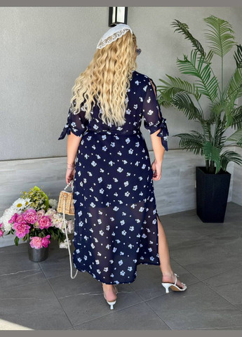 Синя вишукана та ніжна сукня з квітковим принтом Україна з квітковим принтом