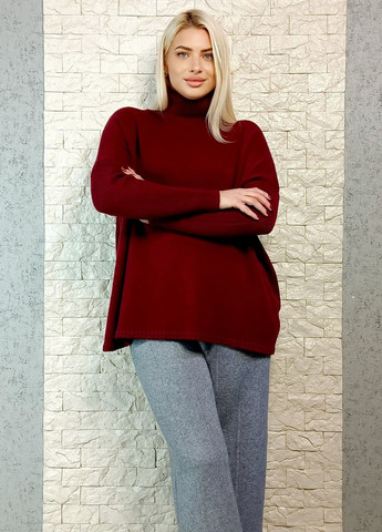 Бордовий зимовий светр CZ Maglificio з віскозного кашеміру оверсайз