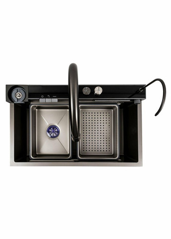 Кухонная мойка 75*46D PVD серая Handmade "ВОДОСПАД" Platinum (342071028)