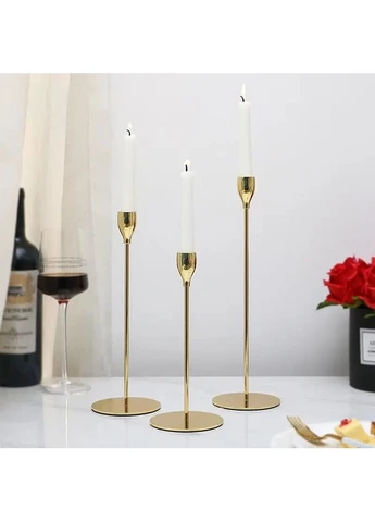 Набор высоких металлических подсвечников 3 предмета Gold Dream Dishes No Brand (305408407)