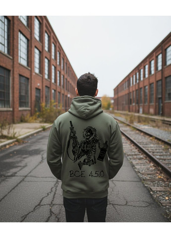 Худі Онікс двонитка хакі з принтом "4.5.0" 2х сторонній принт шовкографія 4PROFI (364656597)