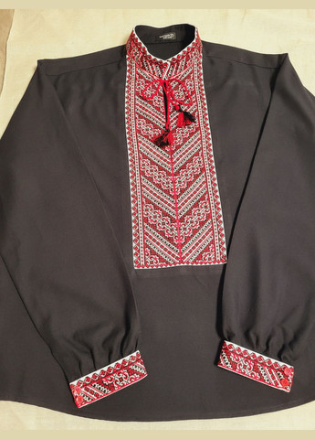 Чёрная мужская вышиванка ручной работы черного цвета на домотканом полотне "тропинка" Hand Made узор украинская символика свободная, прямой хлопок, домотканное полотно (335976664)