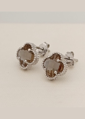 Серебряные серьги с султанитом "Клевер" СЛТ/ПС-слт No Brand Сережки (341319979)