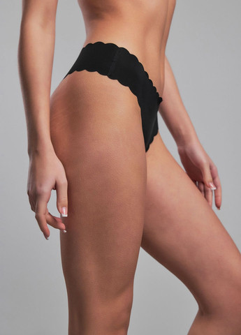 Бесшовные трусики стринги черного цвета без резинки которая не пережимает Nud (316330408)