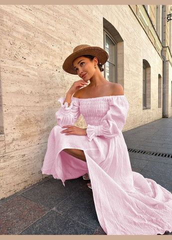 Розовое повседневный платье с разрезом длины макси MonCher