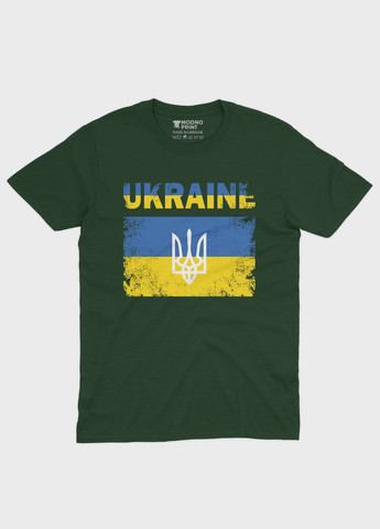 Темно-зеленая мужская футболка с патриотическим принтом ukraine (ts001-2-bog-005-1-044) Modno