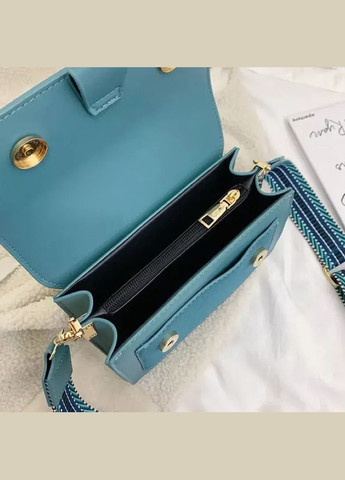 Жіноча класична сумка 6687 крос-боді на широкому ремінці синя блакитна No Brand (313802859)