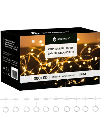 Гірлянда водоспад (штора) 3 x 3 м 300 LED Pilot USB Warm White Springos CL4022 (275095305)