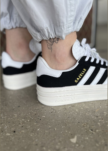 Кросівки жіночі Adidas Gazelle Bold black white | Адідас Газель чорні білі No Brand чорні демісезони (316504479)